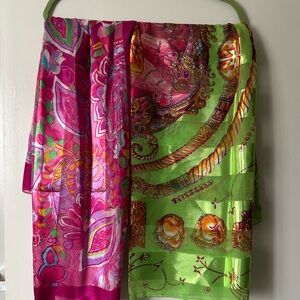 Vibrant Pink and Green Women's Scarves (Set of 2)